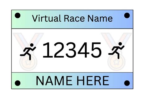 Virtual Race Running Bib Editable Canva Template Etsy