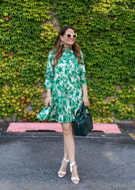 A Perfect Green Floral Dress for the Fall Transition - Style Charade