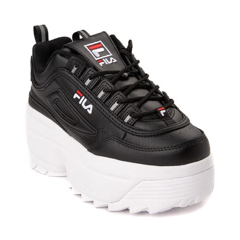 Womens Fila Disruptor Platform Wedge Athletic Shoe Black White Red Journeys