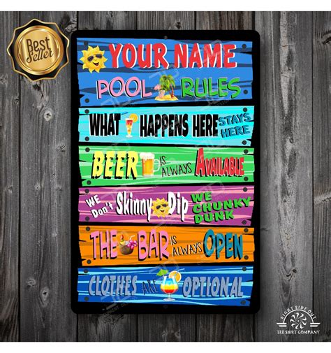 Pool Rules Metal Signs With Your Name Custom Swimming Signs for ...