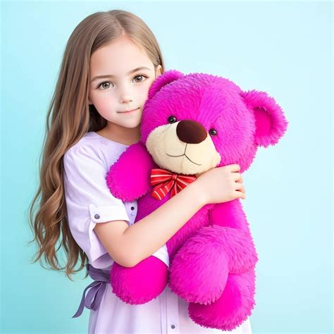 Premium Ai Image Girl Holding A Teddy Bear Generative Ai