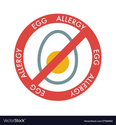 Egg Allergy Red Warning Sign Sticker Or Label Vector Image