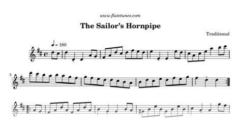 The Sailors Hornpipe Traditional Free Flute Sheet Music