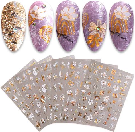 Feuilles Sticker Ongle Nail Art Autocollant Ongle Adh Sif D