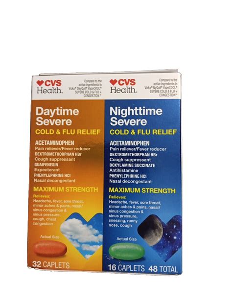 Cvs Daytimenighttime Severe Cold And Flu Relief 48 Caplets Exp 625 Ebay