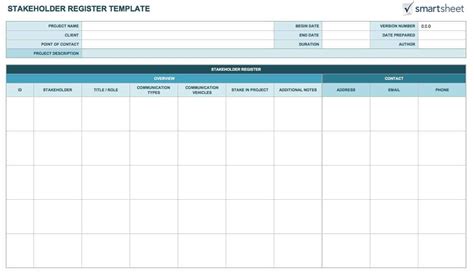 Stakeholder Register Template