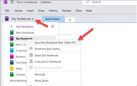 How To Sync A Notebook In Onenote For Windows