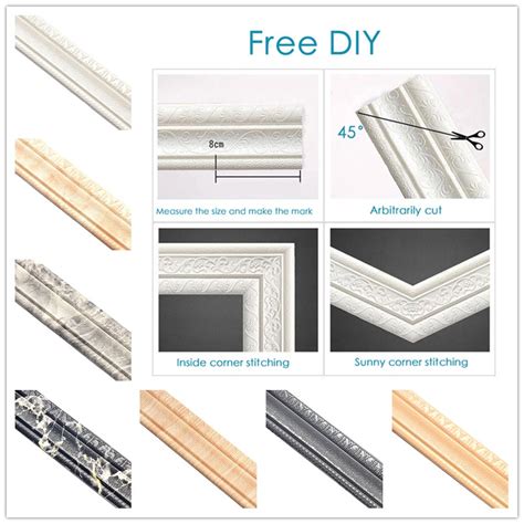 3d Self Adhesive Waterproof Wall Paper Skirting Floral Decor Molding Foam Border Wallpaper