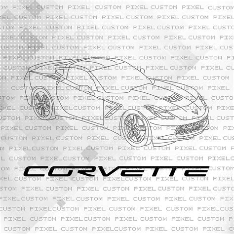 Chevrolet Corvette C7 Stingray Outline Vector Car Emblem Etsy Corvette C7 Stingray