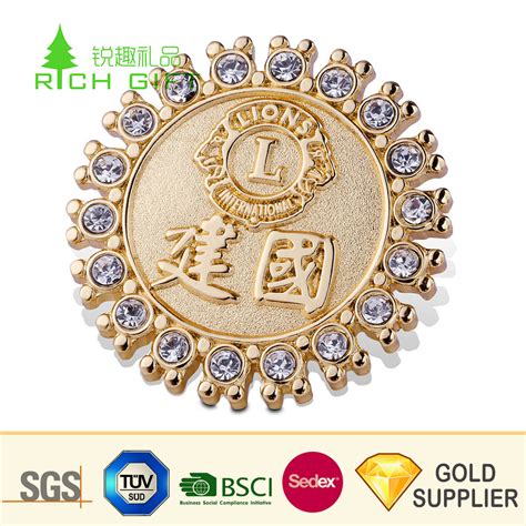 Factory Direct Sale Custom Metal Soft Enamel Gold Finish Diamond Shape