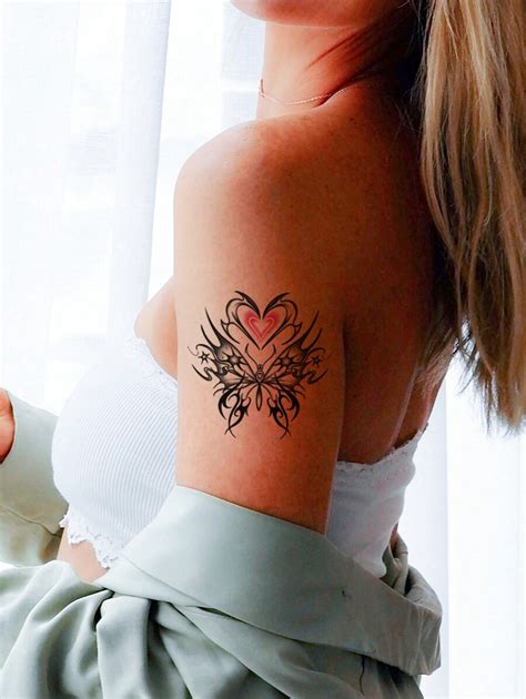 1pc Washable Temporary Tattoo Sticker With Colorful Heart Totem Pattern