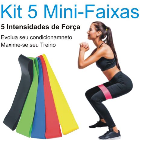 Kit 5 Faixas Elásticas Para Exercícios Multifuncional Yoga Fisioterapia