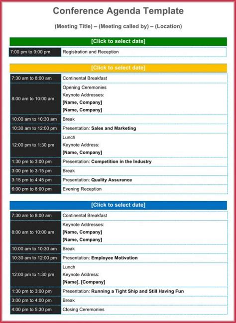 Conference Agenda Template 8 Best Samples Formats In Pdf