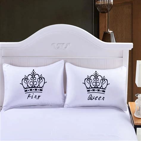 YOYIHOME 2 Pieces Royal Crown Pillow Cases Queen and King Designer Pillow Covers Decorative ...