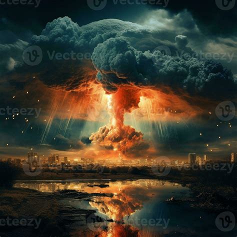 Nuclear Bomb Explosion Mushroom Cloud Illustration Generative AI technology. 26423992 Stock ...