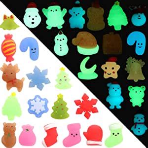 Amazon Hanaive 32 Pcs Glow In The Dark Christmas Squishy Kawaii