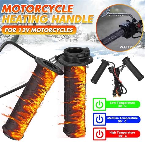 22mm 12V Waterproof Motorcycle Electric Heated Grips Three Speed