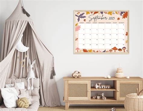 September 2023 Calendar Beautiful Fall Autumn Flowers & - Etsy