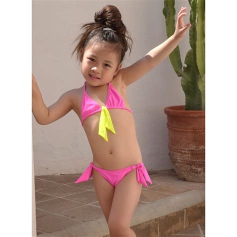 Maillot de bain fille 2 pièces rose et jaune Fluo Princesse Ilou