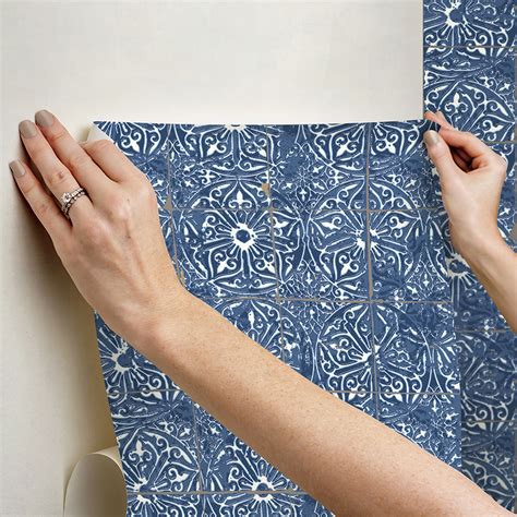 Nus Cobalt Sea Provincial Tile Peel And Stick Wallpaper By