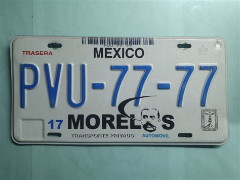 Morelos Mexico 7777 License Plate Ebay