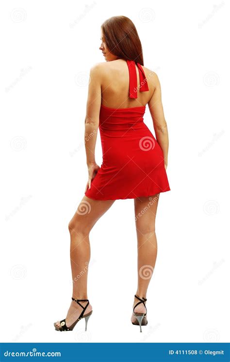 Mulher No Vestido Curto Vermelho Foto De Stock Imagem De Postura