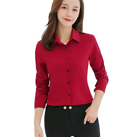 Women Fashion Casual Long Sleeve Chiffon Office Career Slim Solid