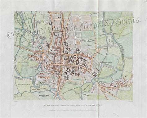 Plan Of The University And City Of Oxford By J Fisher J Le Keux