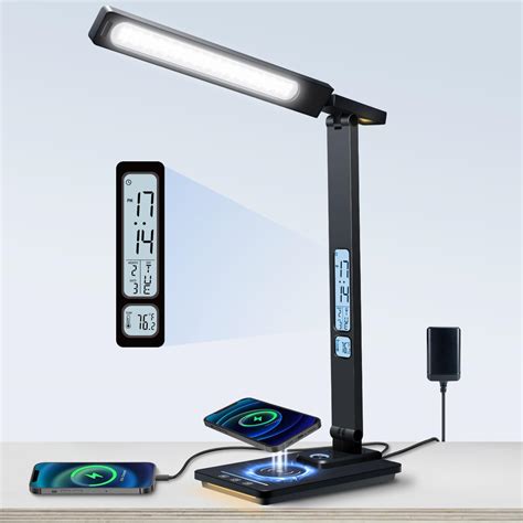 YAMYONE Lampada Da Scrivania LED Con Caricatore Senza Fili Porta USB