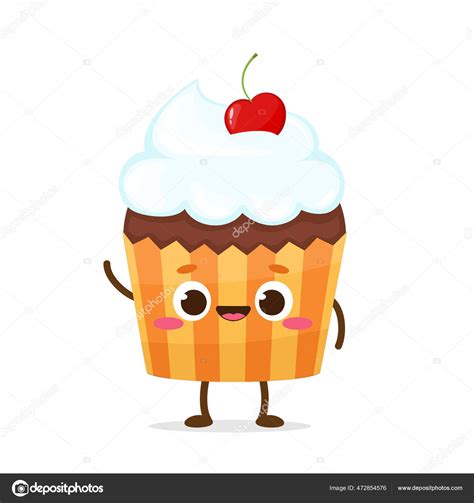 Cute Cupcakes With Smiling Face Over White Vector Image Clip Art Library