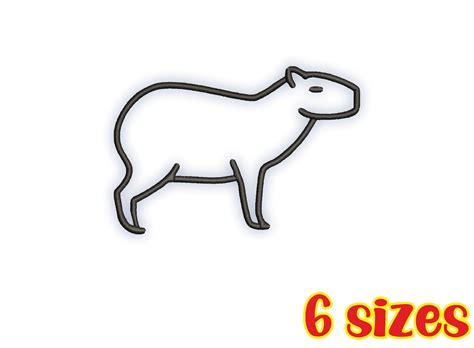 Capybara Outline Set Of 6 Sizes Embroidery Digital File Machine