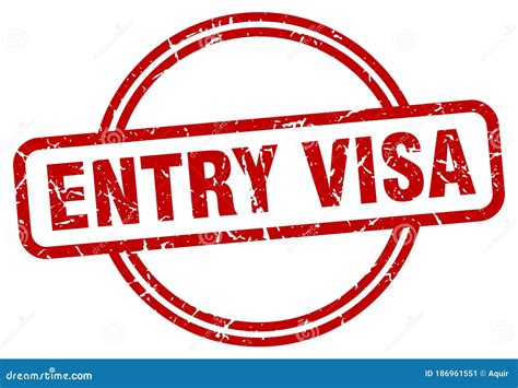 Entry Visa Stamp Entry Visa Round Vintage Grunge Label Stock Vector