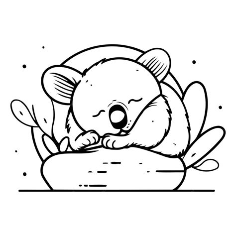 Premium Vector Cute Cartoon Koala Sleeping On A Log Vector Illustration