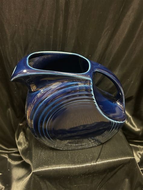 Vintage Fiestaware Cobalt Blue Homer Laughlin Fiesta Ware Disc Pitcher