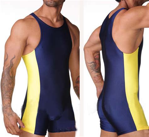 Men Full Body Leotards Swim Suit One Piece Swimwear Athlete Suit Gym Man Wrestling Singlet Man