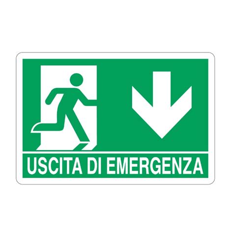 Cartello Uscita Di Emergenza In Basso Alluminio X Cm Ufficio Ingrosso