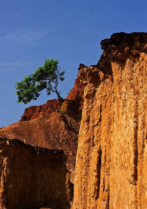 Soil Columns In National Park Sky Limestone Ground Photo Background And ...