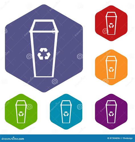 Trash can icons set stock vector. Illustration of environment - 87304896