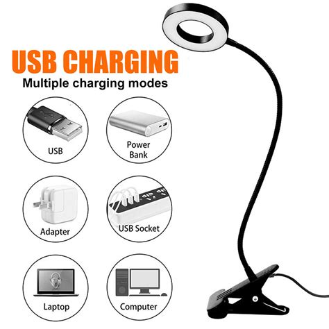 Usb Flexible Clamp Clip On Led Light Reading Table Desk Bedbedside