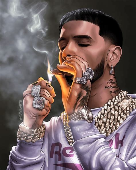 Ilustracion Digital De Anuel Fumando Anuel Aa Wallpaper Iphone