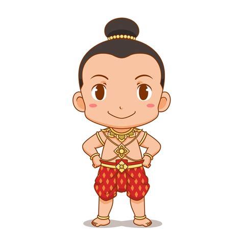 Cartoon character of Thai Boy in traditional costume. 4903126 Vector ...