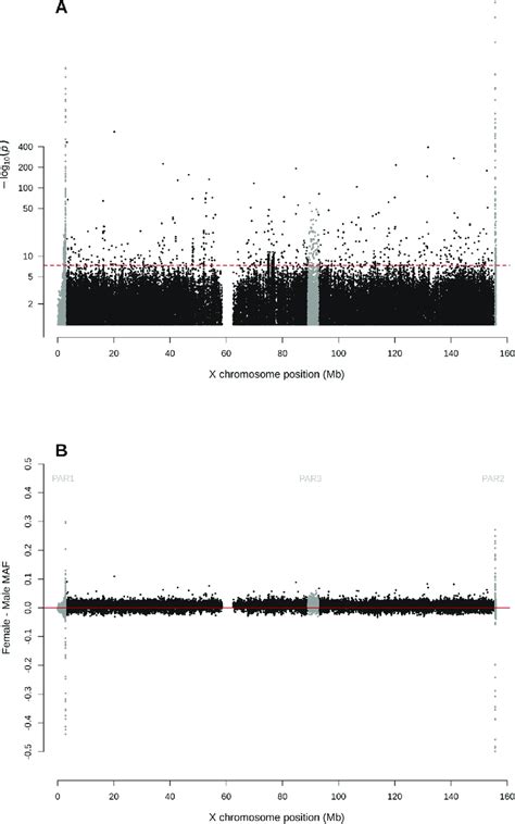 Manhattan Plot For Testing For Sex Difference In Maf Across The X