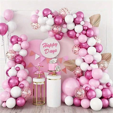 Kit De Arco De Globos Rosados Y Blancos De Piezas Y Kit De