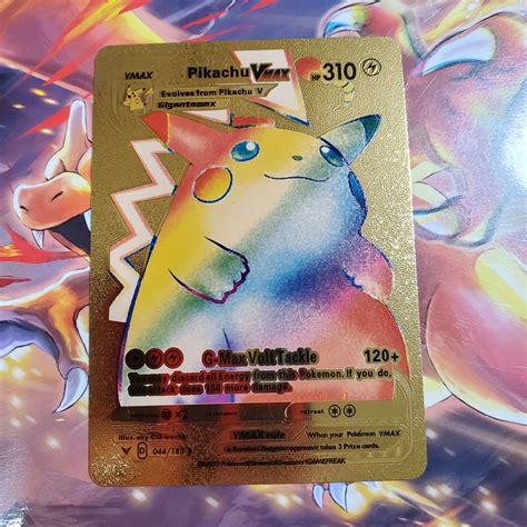 Mavin | Pokemon Pikachu Rainbow VMAX Gold Foil Custom Card