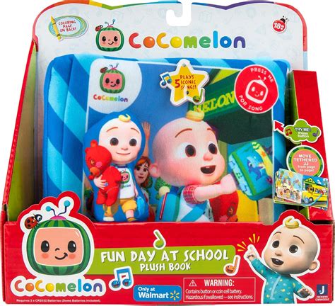 Cocomelon Fun Day At School Plush Book Includes Tethered Jj