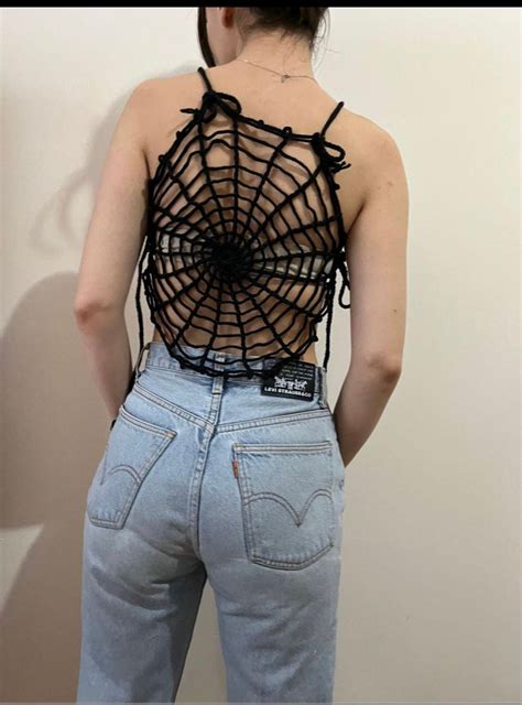 Crochet Spiderweb Crop Top Crochet Spider Corset Spider Web Etsy