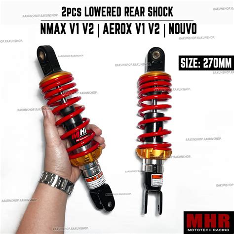 Aerox V V Nmax V V Nouvo Mhr Red Pcs Set Rear Shock Mm Lowered