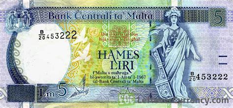 5 Maltese Lira Banknote Exchange Yours For Cash Today