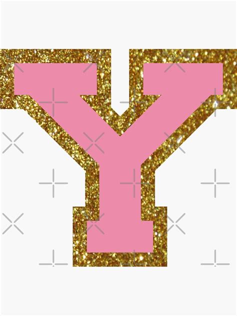 Gold And Pink Varsity Letter Y Sticker For Sale By Byleahwithlove