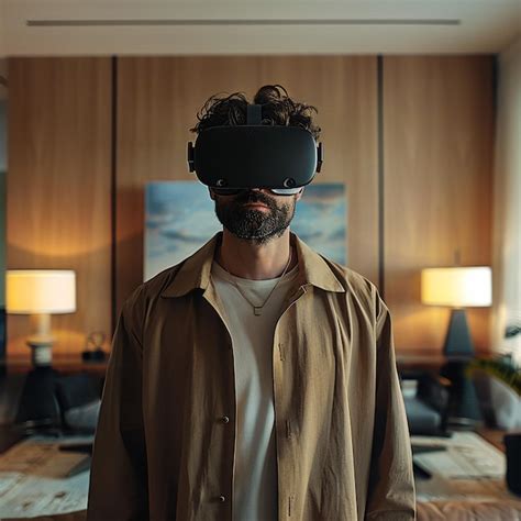 Premium Photo A Man Wearing A Virtual Reality Headset Is Wearing A